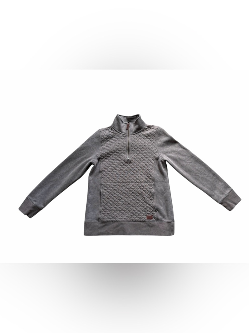 L.L. Bean Women’s Quilted Quarter Zip Pullover Sweatshirt Small Taupe Mock Neck